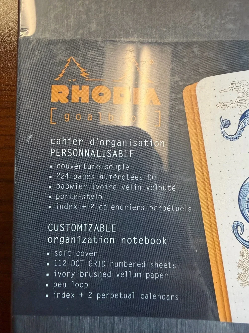 Rhodia Goalbook Customizable Notebook - Blue with Orange Elastic